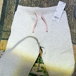 Carter's Cream Sweatpants with Pink Drawstring